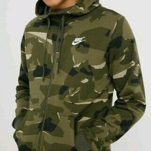 Men's Nike club army green camo hoodie zip up